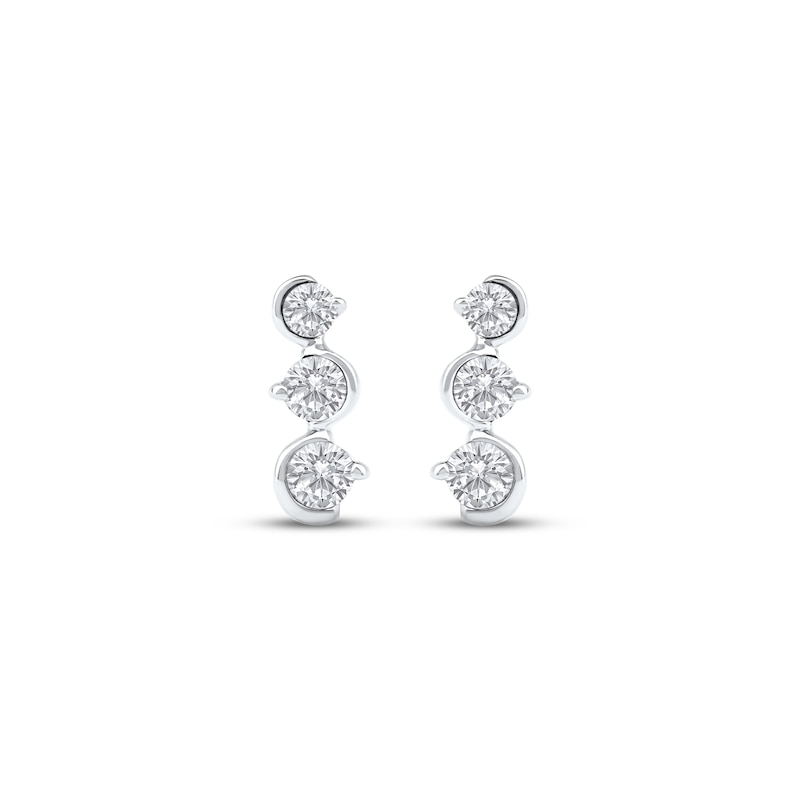 Main Image 2 of Diamond Three-Stone Squiggle Drop Earrings 1/4 ct tw 10K White Gold