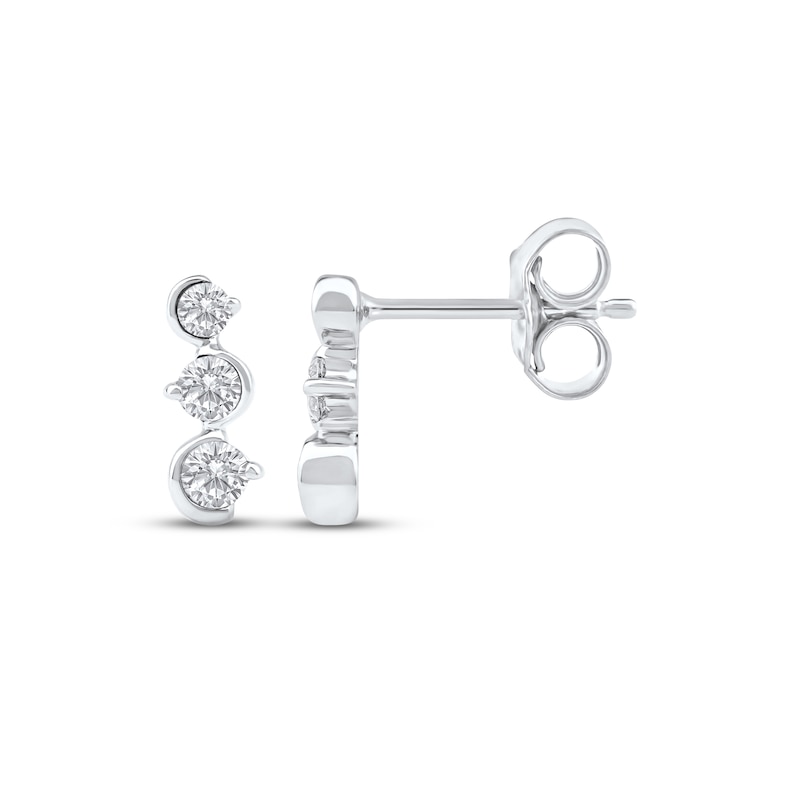 Main Image 3 of Diamond Three-Stone Squiggle Drop Earrings 1/4 ct tw 10K White Gold