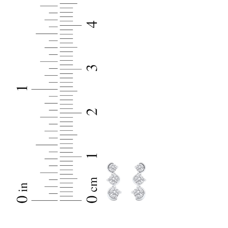 Main Image 5 of Diamond Three-Stone Squiggle Drop Earrings 1/4 ct tw 10K White Gold