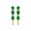 Thumbnail Image 2 of Oval-Cut Emerald & Diamond Hoop Earrings 1/20 ct tw 10K Yellow Gold