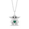 Thumbnail Image 1 of Star Wars Grogu Heart-Shaped Malachite & Diamond Necklace 1/15 ct tw Sterling Silver 18&quot;