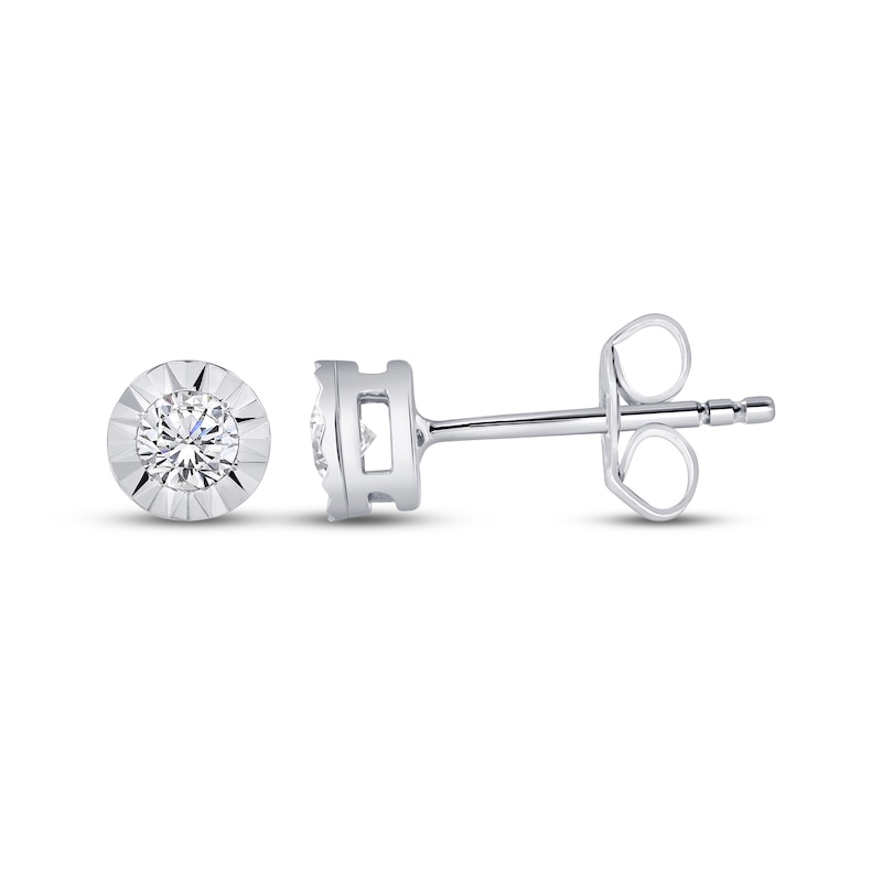 Main Image 1 of Round-Cut Diamond Solitaire Stud Earrings 1/4 ct tw Sterling Silver (J/I3)