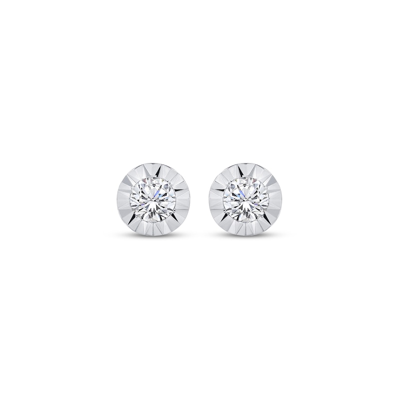 Main Image 2 of Round-Cut Diamond Solitaire Stud Earrings 1/4 ct tw Sterling Silver (J/I3)