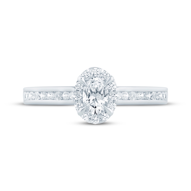 Main Image 3 of Lab-Grown Diamonds by KAY Oval-Cut Halo Engagement Ring 1/2 ct tw 14K White Gold