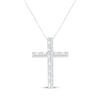 Thumbnail Image 1 of Baguette & Round-Cut Diamond Cross Necklace 1/3 ct tw 10K White Gold 18&quot;