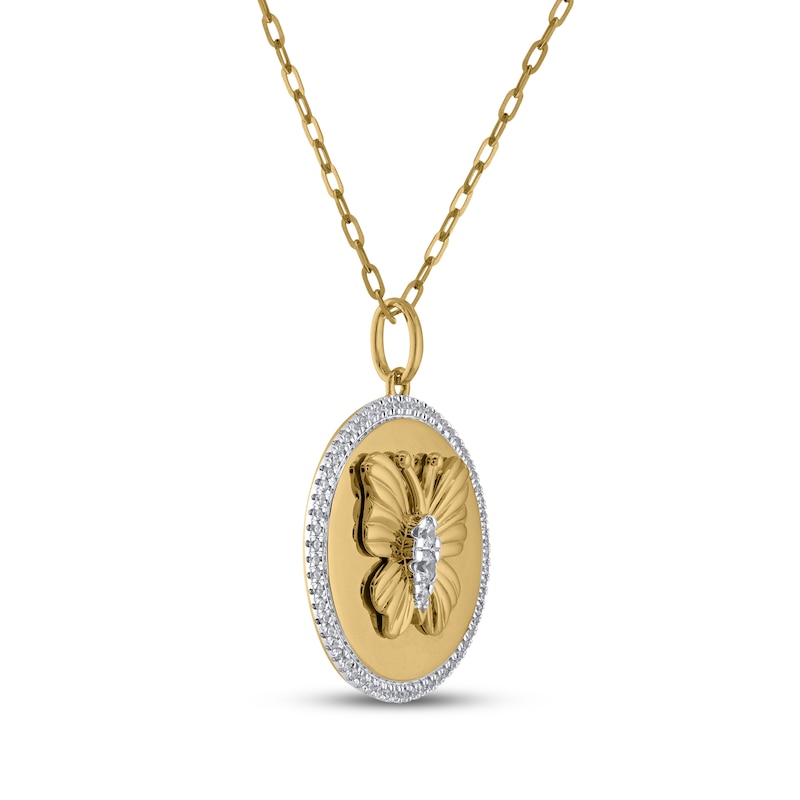 Main Image 2 of STUDIO BY KAY Diamond Butterfly Medallion Necklace 1/4 ct tw 24K Yellow Gold-Plated Sterling Silver 18&quot;