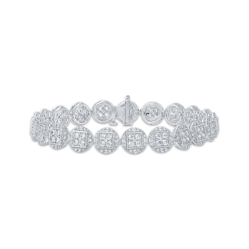 Main Image 1 of Multi-Diamond Circle Link Bracelet 5 ct tw 10K White Gold 7&quot;