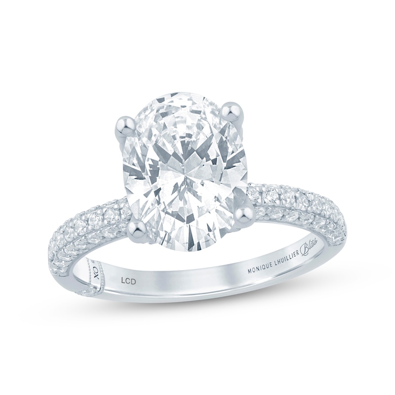 Main Image 1 of Monique Lhuillier Bliss Oval-Cut Lab-Grown Diamond Engagement Ring 3-5/8 ct tw 18K White Gold