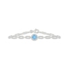 Thumbnail Image 1 of Swiss Blue Topaz & White Lab-Created Sapphire Chain Link Bracelet Sterling Silver 7.5&quot;