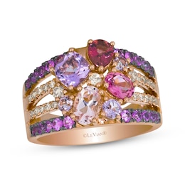 Le Vian Pretty in Pink Amethyst, Pink Tourmaline & Morganite Ring 1/5 ct tw Diamonds 14K Strawberry Gold