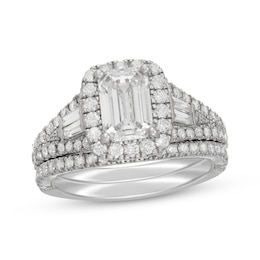 Neil Lane Artistry Emerald-Cut Lab-Grown Diamond Halo Bridal Set 2-5/8 ct tw 14K White Gold