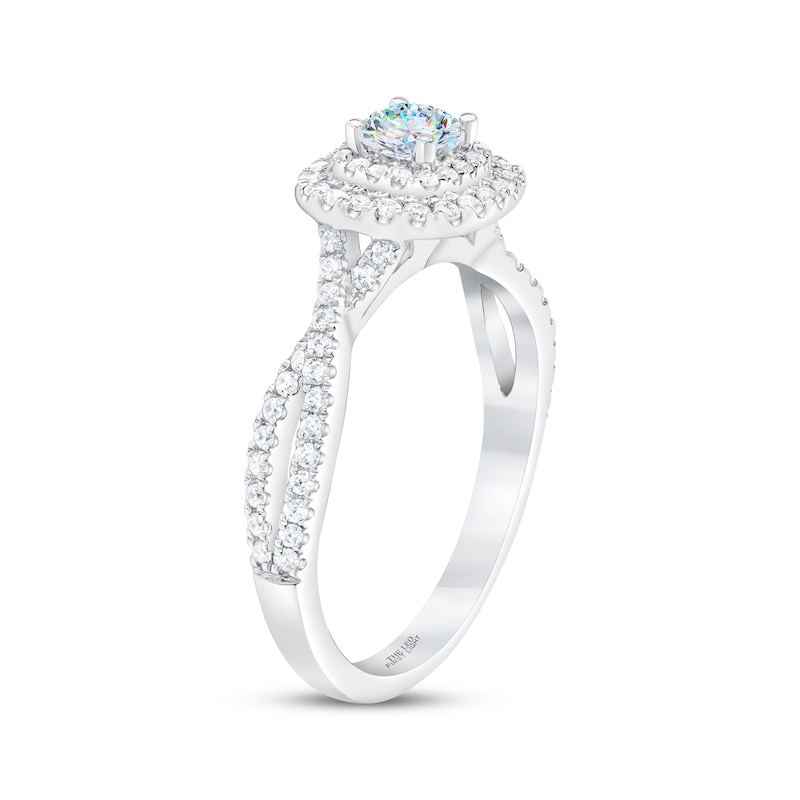 Main Image 2 of THE LEO First Light Diamond Round-Cut Double Frame Engagement Ring 3/4 ct tw 14K White Gold