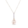 Thumbnail Image 0 of Cultured Pearl & Round-Cut Diamond Drop Necklace 1/20 ct tw 10K Yellow Gold 18“