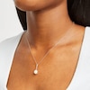 Thumbnail Image 1 of Cultured Pearl & Round-Cut Diamond Drop Necklace 1/20 ct tw 10K Yellow Gold 18“