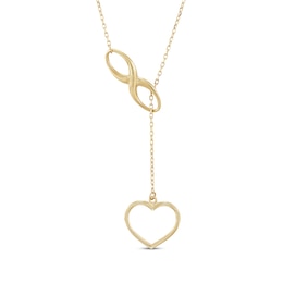 Infinity & Heart Lariat Necklace 10K Yellow Gold 19&quot;