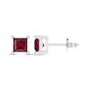 Thumbnail Image 1 of Square-Cut Lab-Created Ruby Solitaire Stud Earrings Sterling Silver