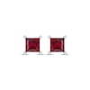 Thumbnail Image 2 of Square-Cut Lab-Created Ruby Solitaire Stud Earrings Sterling Silver