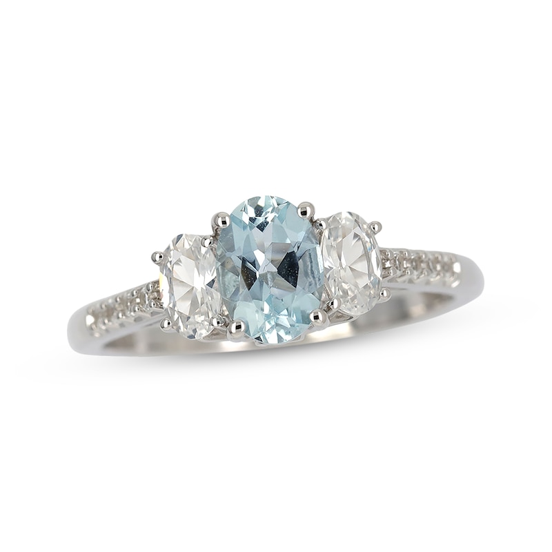 Oval-Cut Aquamarine & White Lab-Created Sapphire Ring Sterling Silver | Kay