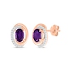 Thumbnail Image 1 of Oval-Cut Amethyst & Diamond Swirl Stud Earrings 1/15 ct tw 10K Rose Gold