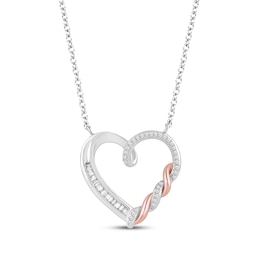 Hallmark Diamonds Heart Necklace 1/8 ct tw Sterling Silver & 10K Rose Gold 18&quot;