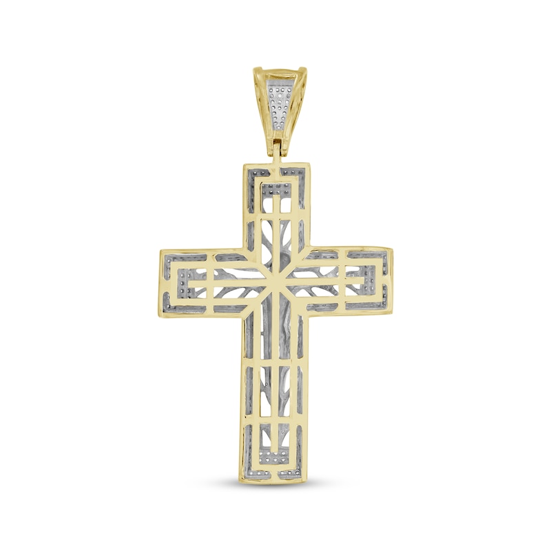 Main Image 4 of Men's Diamond Openwork Crucifix Charm 1 ct tw 10K Yellow Gold