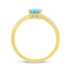 Thumbnail Image 3 of Oval-Cut Swiss Blue Topaz & Diamond Bypass Ring 1/10 ct tw 10K Yellow Gold