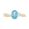 Thumbnail Image 4 of Oval-Cut Swiss Blue Topaz & Diamond Bypass Ring 1/10 ct tw 10K Yellow Gold