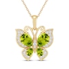 Thumbnail Image 0 of Pear-Cut Natural Peridot & Diamond Butterfly Necklace 1/5 ct tw 10K Yellow Gold 18"