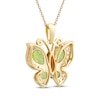 Thumbnail Image 2 of Pear-Cut Natural Peridot & Diamond Butterfly Necklace 1/5 ct tw 10K Yellow Gold 18"