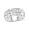 Thumbnail Image 1 of Lab-Grown Diamonds by KAY Emerald & Round-Cut Anniversary Ring 3-3/4 ct tw 14K White Gold