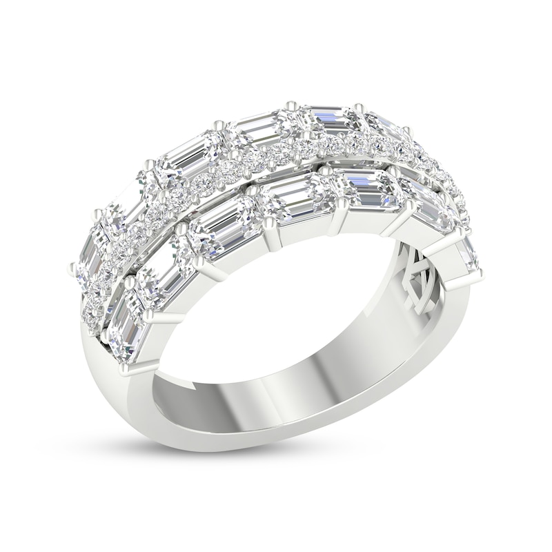 Main Image 2 of Lab-Grown Diamonds by KAY Emerald & Round-Cut Anniversary Ring 3-3/4 ct tw 14K White Gold