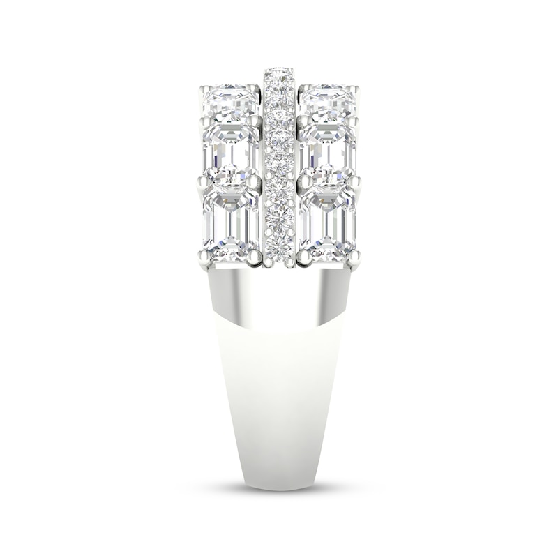 Main Image 3 of Lab-Grown Diamonds by KAY Emerald & Round-Cut Anniversary Ring 3-3/4 ct tw 14K White Gold