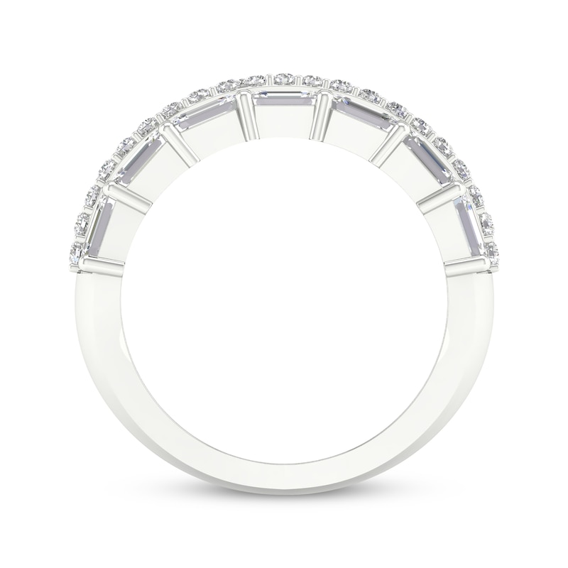 Main Image 4 of Lab-Grown Diamonds by KAY Emerald & Round-Cut Anniversary Ring 3-3/4 ct tw 14K White Gold