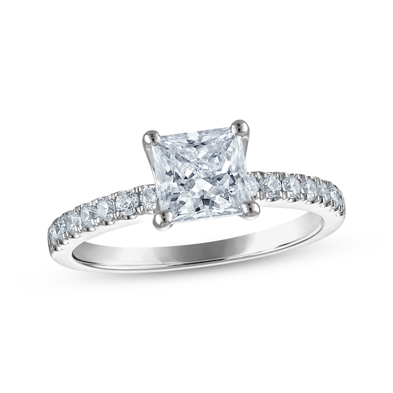 Certified Princess-Cut Diamond Engagement Ring 1-3/4 ct tw 14K White Gold
