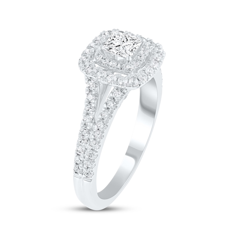 Lab-Created Diamonds by KAY Princess-Cut Double Halo Engagement Ring 1 ct tw 14K White Gold