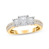 Thumbnail Image 0 of Memories, Moments, Magic Princess-Cut Diamond Three-Stone Engagement Ring 1 ct tw 10K Yellow Gold