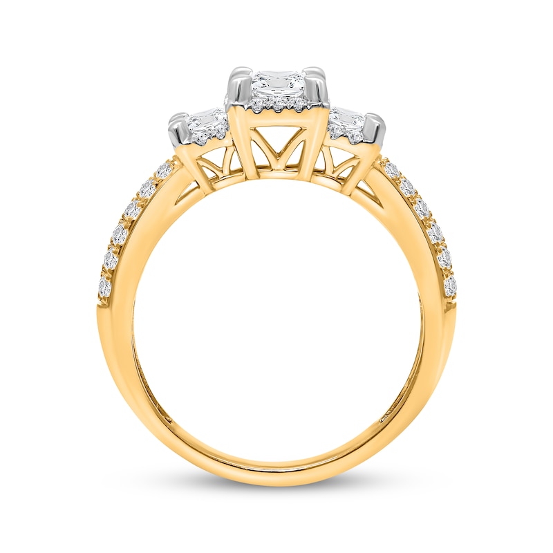 Memories, Moments, Magic Princess-Cut Diamond Three-Stone Engagement Ring 1 ct tw 10K Yellow Gold