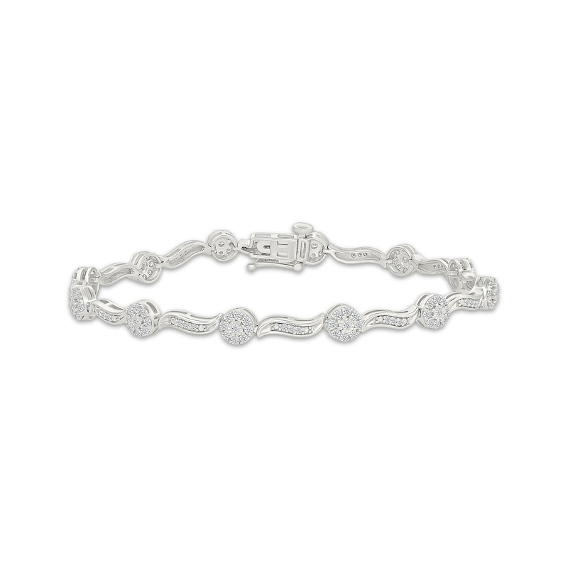 Lab-Grown Diamonds by KAY Wavy Link Bracelet 1 ct tw 10K White Gold 7"