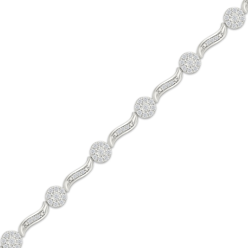 Lab-Created Diamonds by KAY Wavy Link Bracelet 1 ct tw 10K White Gold 7"