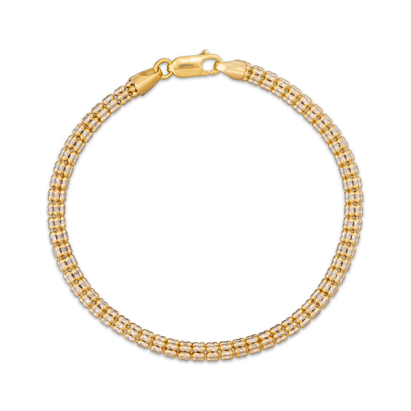 Main Image 1 of Solid Diamond-Cut Ice Chain Bracelet 3.5mm 10K Yellow Gold 8.5&quot;