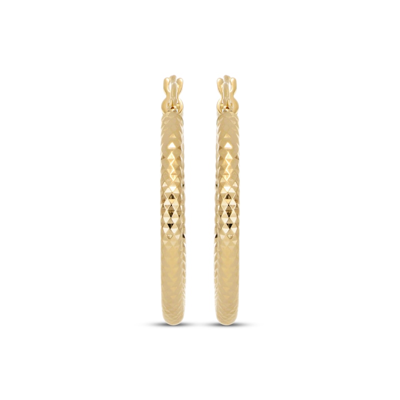 Main Image 2 of Italian Brilliance Diamond-Cut Hoop Earrings 14K Yellow Gold 20mm