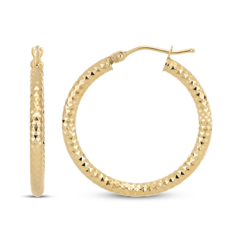 Main Image 3 of Italian Brilliance Diamond-Cut Hoop Earrings 14K Yellow Gold 20mm