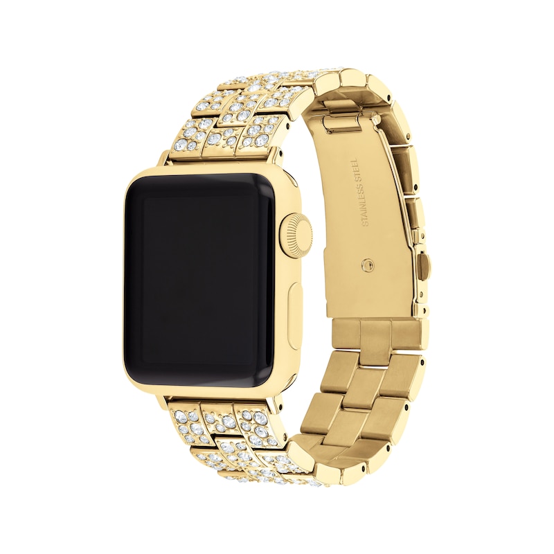 COACH Gold-Tone Crystal Apple Watch Strap 14700258