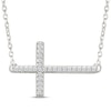 Thumbnail Image 1 of Diamond Sideways Cross Necklace 1/10 ct tw Sterling Silver 18&quot;