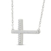 Thumbnail Image 2 of Diamond Sideways Cross Necklace 1/10 ct tw Sterling Silver 18&quot;