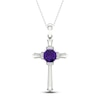 Thumbnail Image 1 of Amethyst & Diamond Cross Necklace 10K White Gold 18&quot;