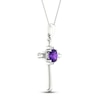 Thumbnail Image 2 of Amethyst & Diamond Cross Necklace 10K White Gold 18&quot;