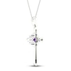 Thumbnail Image 4 of Amethyst & Diamond Cross Necklace 10K White Gold 18&quot;