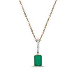 Emerald & Diamond Accent Necklace 10K Yellow Gold 18&quot;