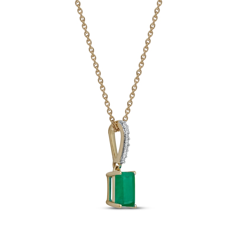 Main Image 2 of Emerald & Diamond Accent Necklace 10K Yellow Gold 18&quot;